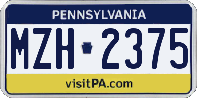 PA license plate MZH2375