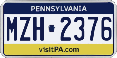 PA license plate MZH2376