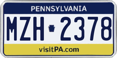 PA license plate MZH2378
