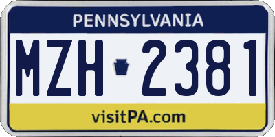 PA license plate MZH2381
