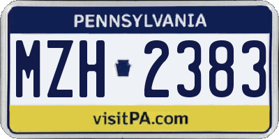 PA license plate MZH2383