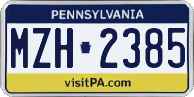 PA license plate MZH2385