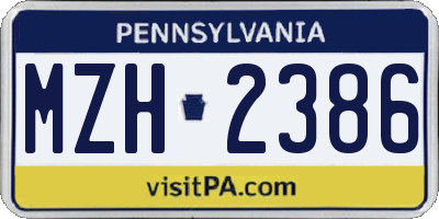 PA license plate MZH2386