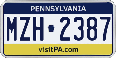 PA license plate MZH2387