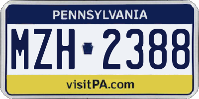 PA license plate MZH2388