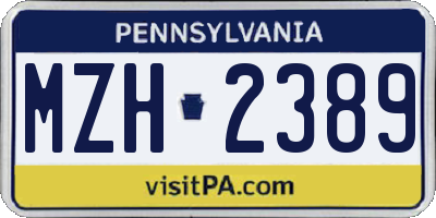 PA license plate MZH2389