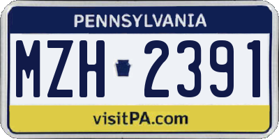 PA license plate MZH2391