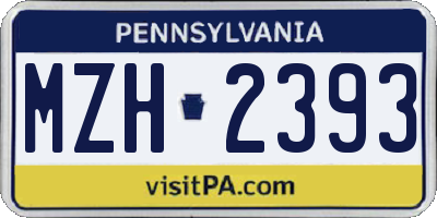 PA license plate MZH2393