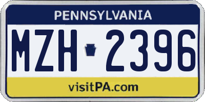 PA license plate MZH2396
