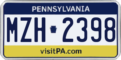 PA license plate MZH2398