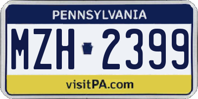 PA license plate MZH2399