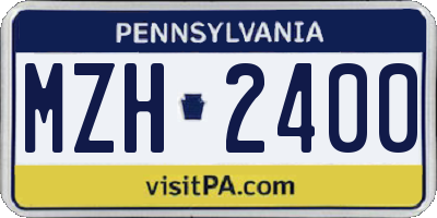 PA license plate MZH2400