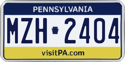PA license plate MZH2404