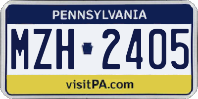 PA license plate MZH2405