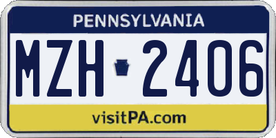 PA license plate MZH2406