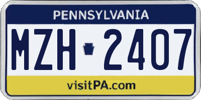 PA license plate MZH2407