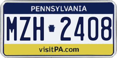 PA license plate MZH2408