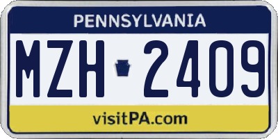 PA license plate MZH2409