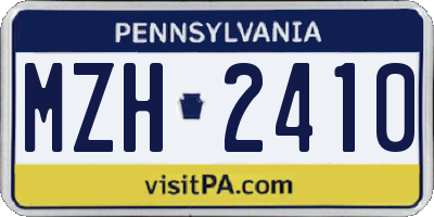 PA license plate MZH2410