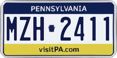 PA license plate MZH2411