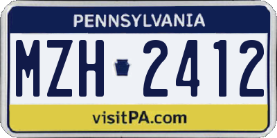 PA license plate MZH2412