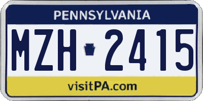PA license plate MZH2415