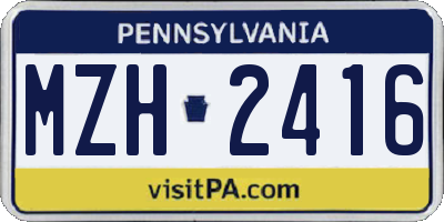 PA license plate MZH2416