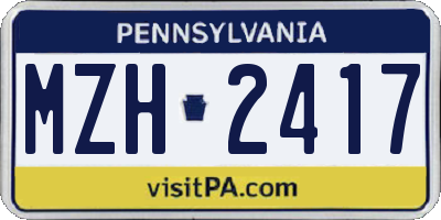 PA license plate MZH2417