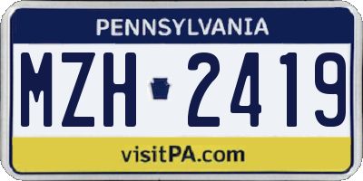 PA license plate MZH2419