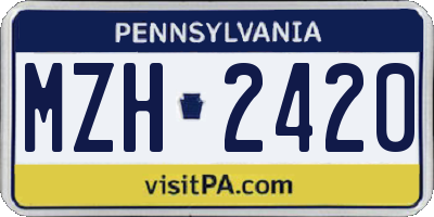 PA license plate MZH2420