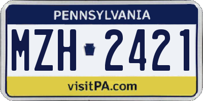 PA license plate MZH2421