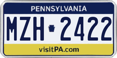 PA license plate MZH2422