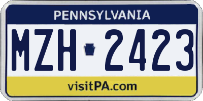 PA license plate MZH2423