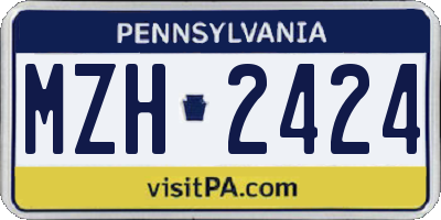 PA license plate MZH2424