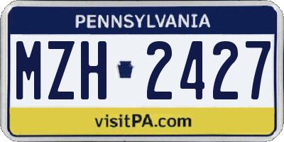 PA license plate MZH2427