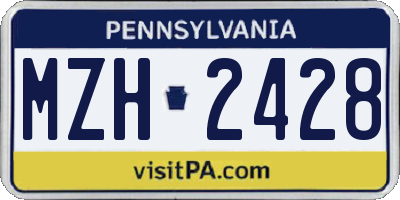 PA license plate MZH2428