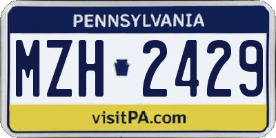 PA license plate MZH2429
