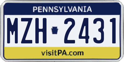 PA license plate MZH2431