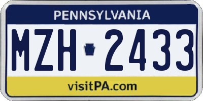 PA license plate MZH2433