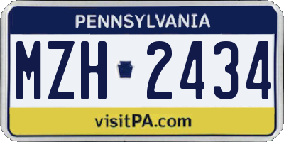 PA license plate MZH2434