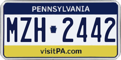 PA license plate MZH2442