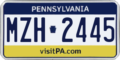 PA license plate MZH2445
