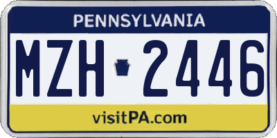 PA license plate MZH2446