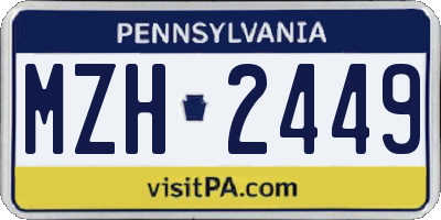 PA license plate MZH2449