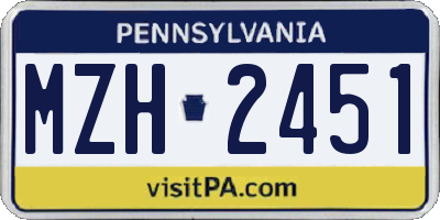 PA license plate MZH2451