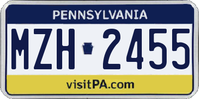 PA license plate MZH2455