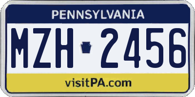 PA license plate MZH2456