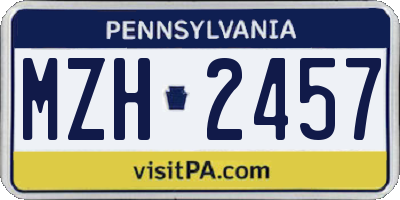 PA license plate MZH2457