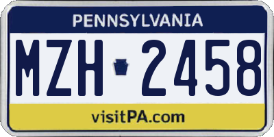 PA license plate MZH2458