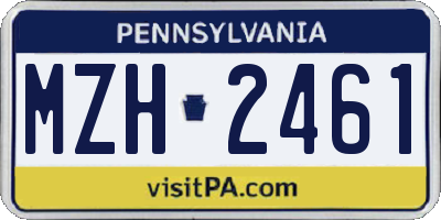PA license plate MZH2461